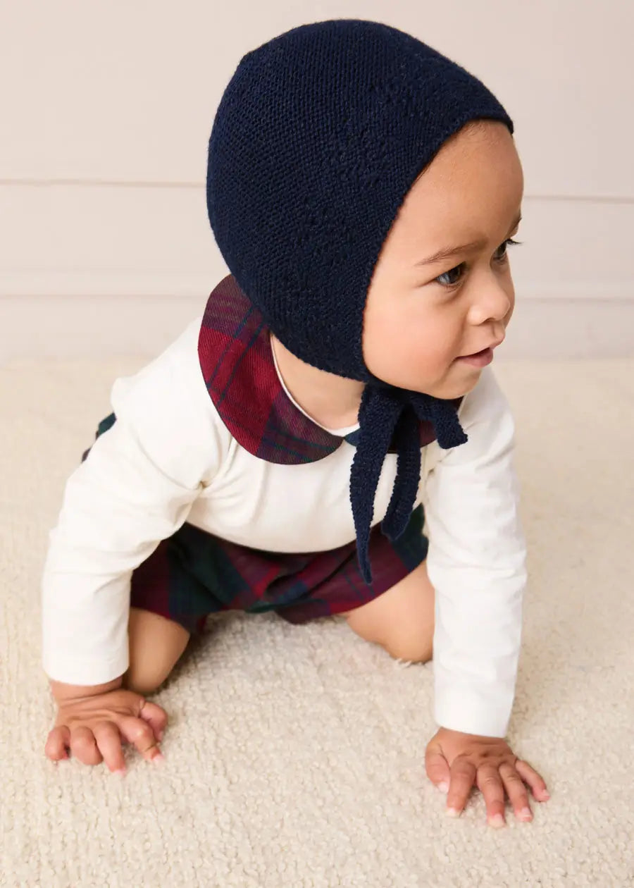 Grovesnor Tartan Collar Long Sleeve Bodysuit in Red (1mth-3yrs) Tops & Bodysuits from Pepa London