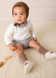 Cadogan Houndstooth Button Detail Bloomers in Camel (3mths-3yrs) Bloomers from Pepa London
