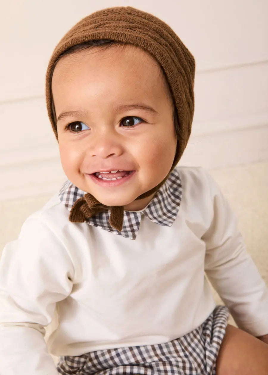 Cadogan Houndstooth Button Detail Bloomers in Camel (3mths-3yrs) Bloomers from Pepa London