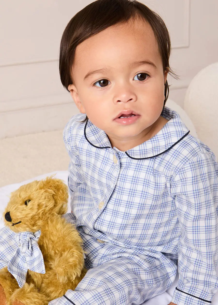 Wilfred Check Long Sleeve All In One Pyjamas in Blue (6mths-3yrs) #N/A from Pepa London