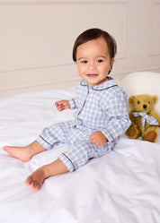 Wilfred Check Long Sleeve All In One Pyjamas in Blue (6mths-3yrs) #N/A from Pepa London