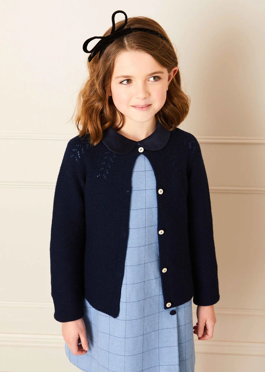 Openwork Cardigan in Navy (6mths-10yrs) Knitwear  from Pepa London