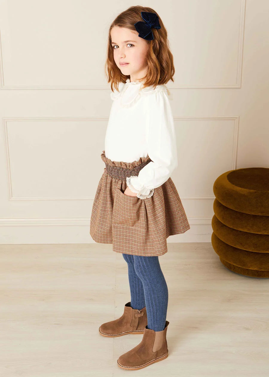 Chester Puppytooth Skirt in Caramel (4-10yrs) Skirts  from Pepa London