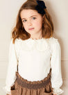 Lace Trim Petal Collar Top in Cream (3-10yrs) Tops & Bodysuits  from Pepa London