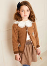 Floral Embroidered Cardigan in Caramel (4-10yrs) Knitwear  from Pepa London