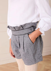 Alderney Check Ruffle Detail Shorts in Black (4-12yrs) Shorts from Pepa London