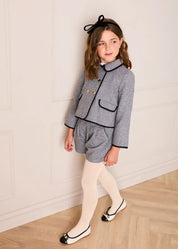Alderney Check Double Breasted Gold Button Jacket in Black (4-12yrs) Coats from Pepa London