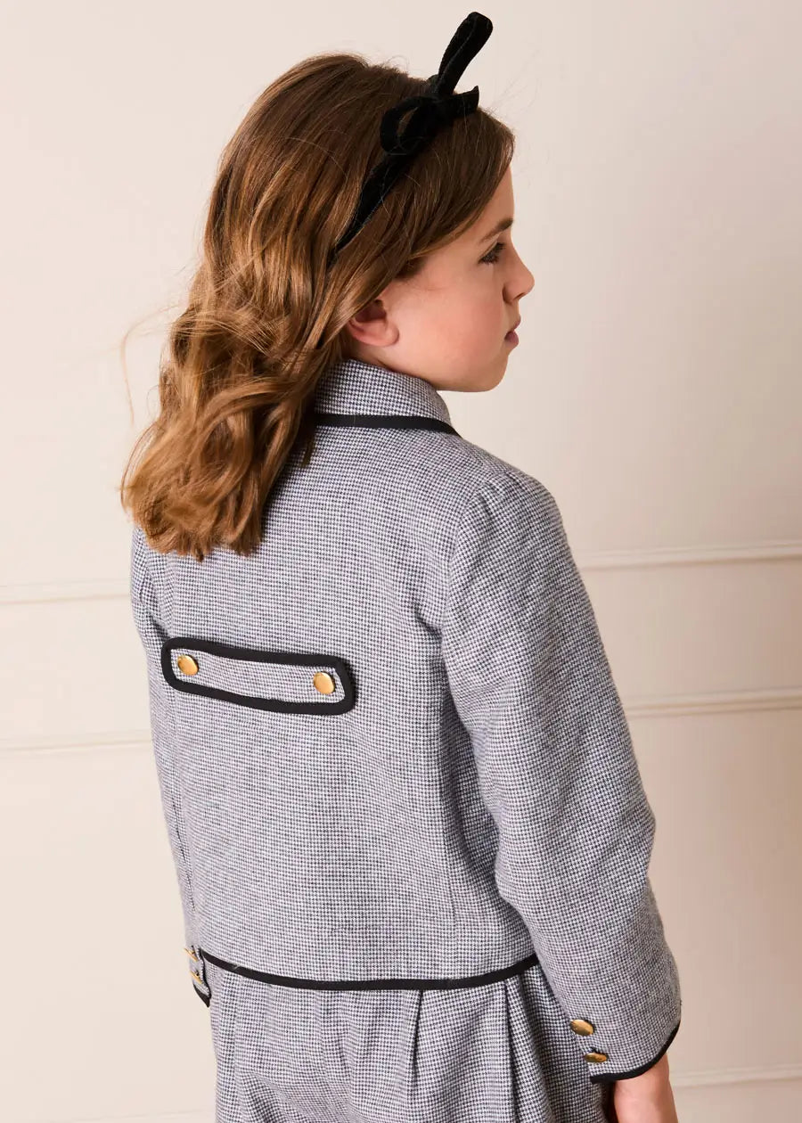 Alderney Check Double Breasted Gold Button Jacket in Black (4-12yrs) Coats from Pepa London