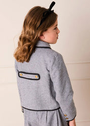Alderney Check Double Breasted Gold Button Jacket in Black (4-12yrs) Coats from Pepa London