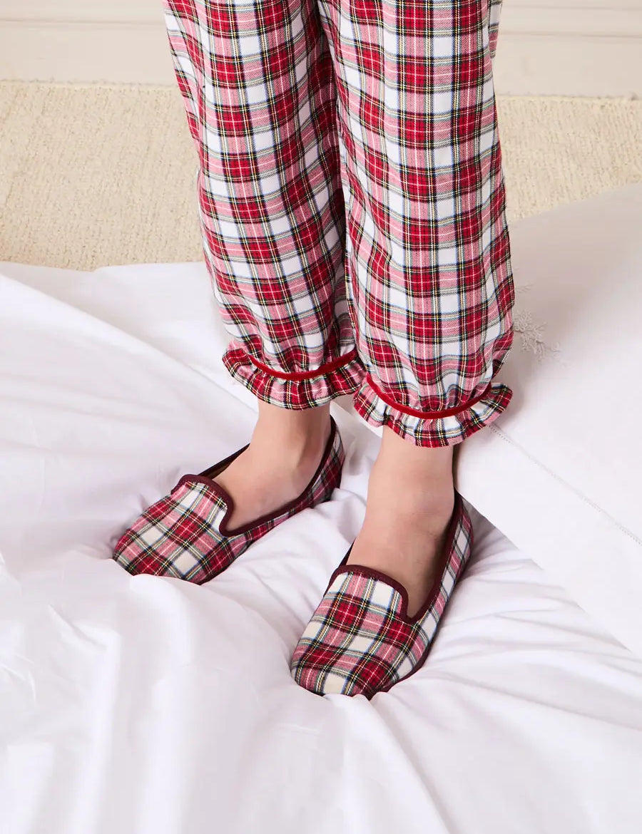 Francis Tartan Slippers in Red (24-35EU) Shoes from Pepa London