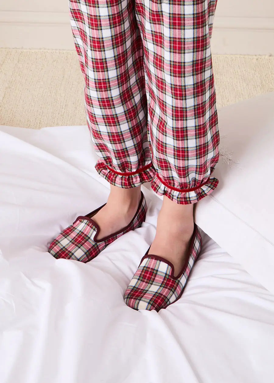 Francis Tartan Slippers in Red (24-35EU) Shoes from Pepa London
