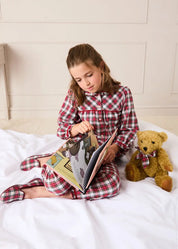 Limited Edition Merrythought & Pepa Teddy Bear with Grosvenor Tartan Bow in Red (S-M) Toys from Pepa London