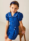 Broderie Anglaise Statement Collar Short Sleeve Blouse in Blue (4-12yrs) BLOUSES from Pepa London