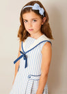 Blue Linen Big Bow Hairband Hair Accessories from Pepa London