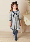 Evelyn Floral Mariner Collar Long Sleeve Dress in Blue (18mths-10yrs) Dresses  from Pepa London