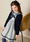 Evelyn Floral Mariner Collar Long Sleeve Dress in Blue (18mths-10yrs) Dresses  from Pepa London