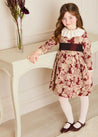 Eleanor Floral Long Sleeve Dress in Burgundy (4-10yrs) Dresses  from Pepa London