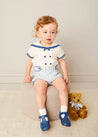 Regency Stripe Mariner Collar Two Piece Set With Bloomers in Blue (6mths-3yrs) TWO PIECE SETS from Pepa London