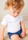 Boat Embroidery Statement Collar Short Sleeve Bodysuit in White (3mths-2yrs) TOPS & BODYSUITS from Pepa London