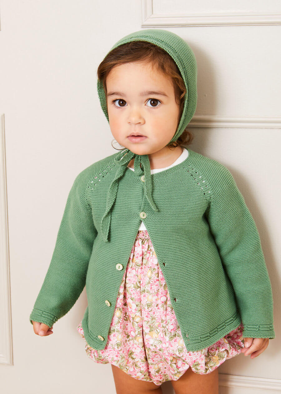 Plain Cardigan in Green (6mths-10yrs) Knitwear  from Pepa London