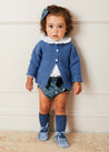 Floral Bow Detail Bloomers In Blue (3mths-3yrs) BLOOMERS  from Pepa London