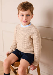 Wave Knit Jumper in Beige (3-10yrs) Knitwear from Pepa London
