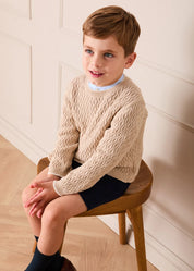 Wave Knit Jumper in Beige (3-10yrs) Knitwear from Pepa London