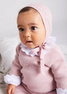 Openwork Contrast Dot Merino Wool Knitted Set in Pink (0-12mths) Knitted Sets  from Pepa London