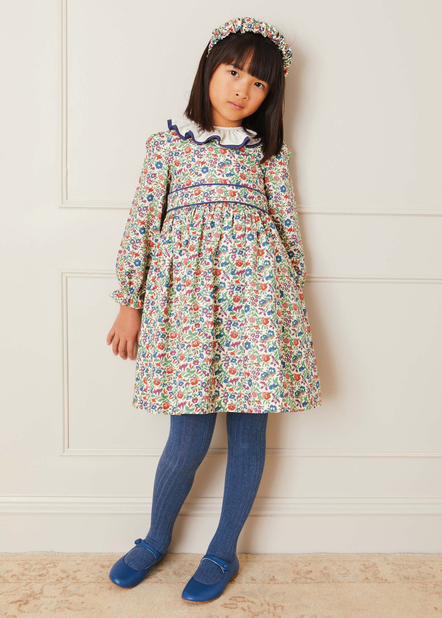 Floral Ruffle Collar Dress In Multi (12mths-10yrs) DRESSES  from Pepa London