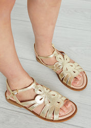 Metallic Strappy Leather Sandals in Gold (24-35EU) Shoes from Pepa London