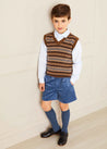 All Over Fair Isle Vest in Camel (4-10yrs) Coats  from Pepa London