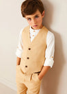 Plain Light Linen Vest in Beige (4-10yrs) TOPS & BODYSUITS from Pepa London