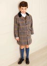 Sutherland Check Tailored Coat in Green (4-10yrs) Coats  from Pepa London