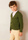 Safari Button Detail Cardigan in Green (4-10yrs) KNITWEAR from Pepa London