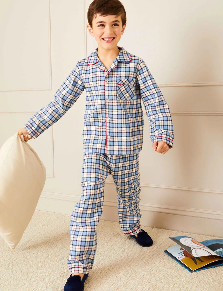 Gloucester Check Pyjamas in Blue (18mths-10yrs) Nightwear  from Pepa London
