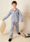 Gloucester Check Pyjamas in Blue (18mths-10yrs) Nightwear  from Pepa London