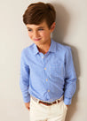 Carlisle Gingham Polo Collar Long Sleeve Shirt in Blue (4-10yrs) SHIRTS from Pepa London