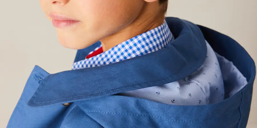 Double Breasted Coat With Detachable Hood in Blue (18mths-10yrs) COATS from Pepa London