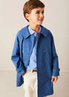 Double Breasted Coat With Detachable Hood in Blue (18mths-10yrs) COATS from Pepa London