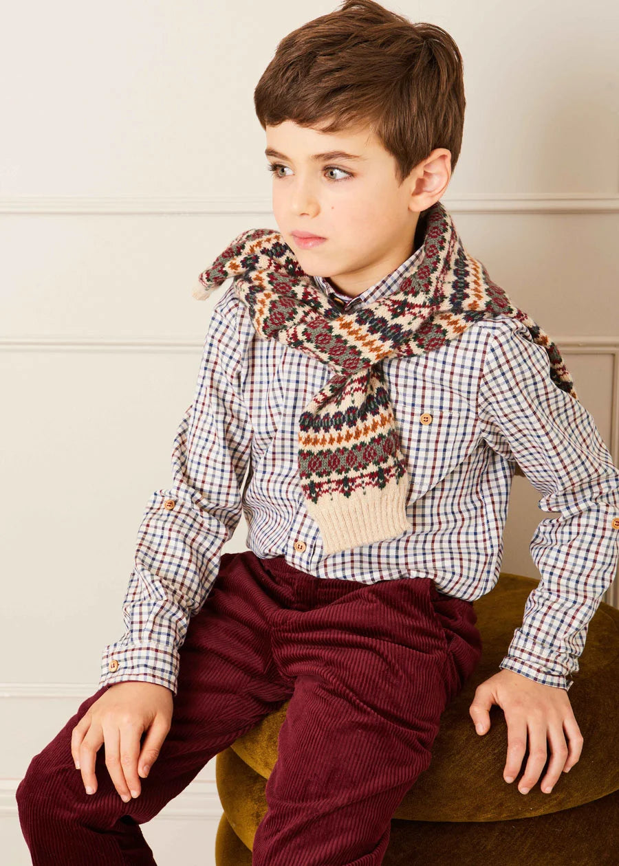 Corduroy Five Pocket Trousers in Burgundy (4-10yrs) Trousers  from Pepa London