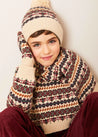 Fair Isle Knitted Scarf in Camel Accessories  from Pepa London