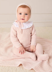 Cashmere Long Sleeve Cable Knitted Set in Pink (1mth-12mths) Knitted Sets from Pepa London
