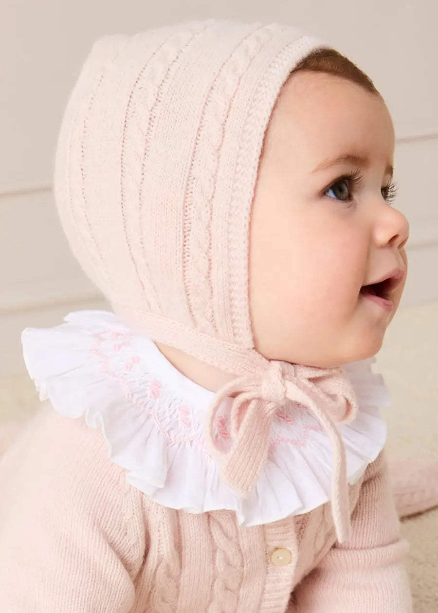 Cashmere Cable Knit Bonnet in Pink (XS-L) Bonnets from Pepa London