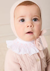Cashmere Cable Knit Pocket Detail All In One in Pink (1mth-12mths) ALL-IN-ONE from Pepa London