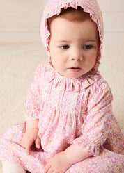 Nellie Floral Lace Detail Dress in Pink (1mth-12mths) Dresses from Pepa London