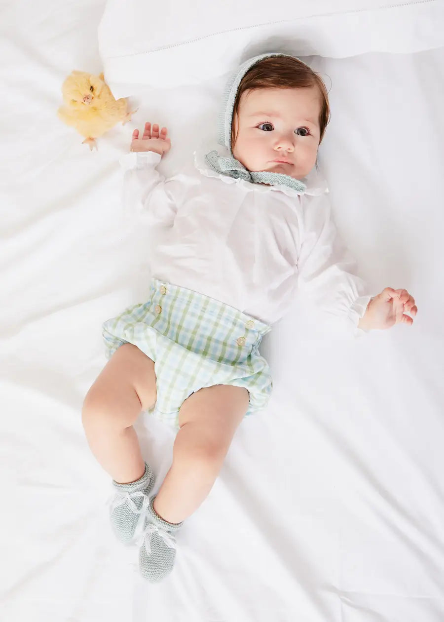 The Maxwell Gingham Bloomers Newborn Look Look from Pepa London