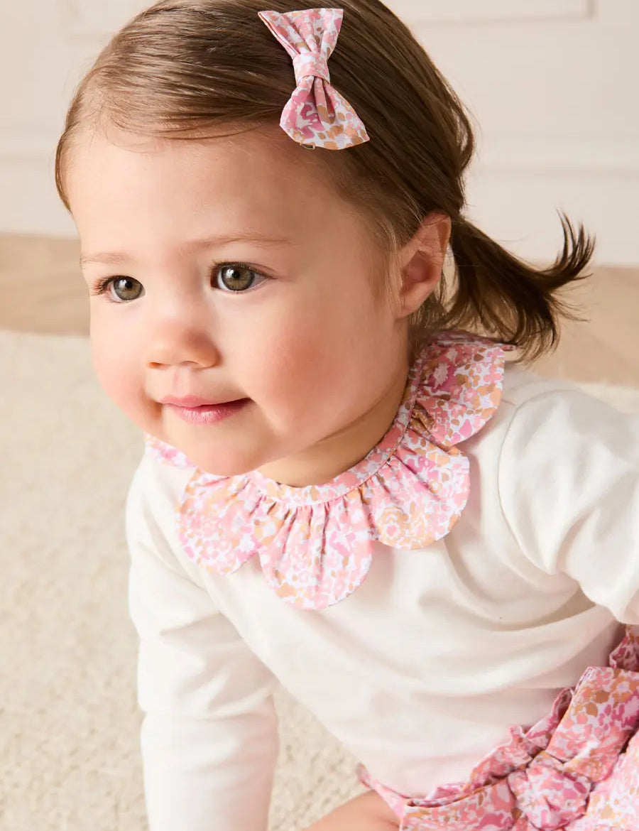 Nellie Floral Small Bow Hair Clip in Pink (OS) Hair Accessories from Pepa London