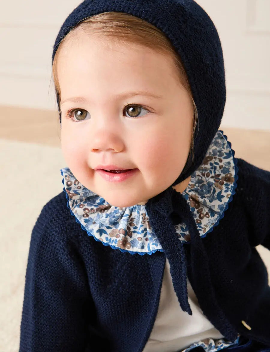 Beatrice Floral Ruffle Collar Long Sleeve Bodysuit in White (1mth-3yrs) Tops & Bodysuits from Pepa London