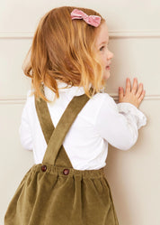 Velvet Embroidered Skirt with Braces in Green (12mths-3yrs) Skirts  from Pepa London