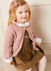 Chunky Cable Detail Cardigan in Pink (6mths-10yrs) Knitwear  from Pepa London